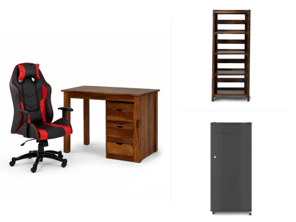 Alexa Gaming Study Combo With Hugo Bookshelf And Single Door Fridge